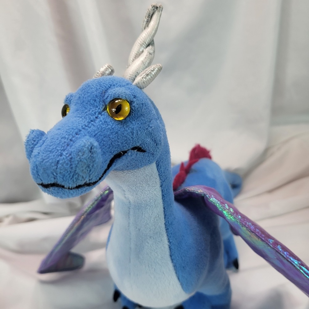 Busch Gardens Battle for Eire Blue Dragon Purple Wings Unicorn Horn 18" Plush